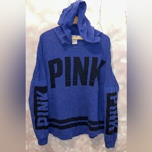 Vintage 2014 Victoria's Secret PINK Royal Blue Logo Hoodie Oversized Large